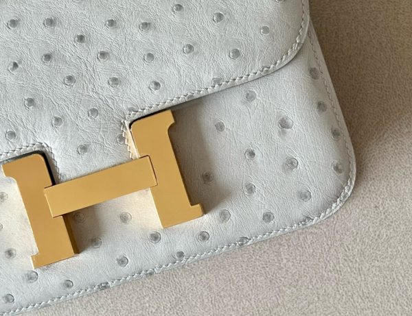 Constance 19 Ostrich Gris Perle (80) Gold Hardware - Image 7