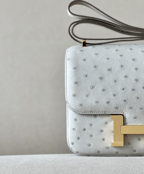Constance 19 Ostrich Gris Perle (80) Gold Hardware - Image 6