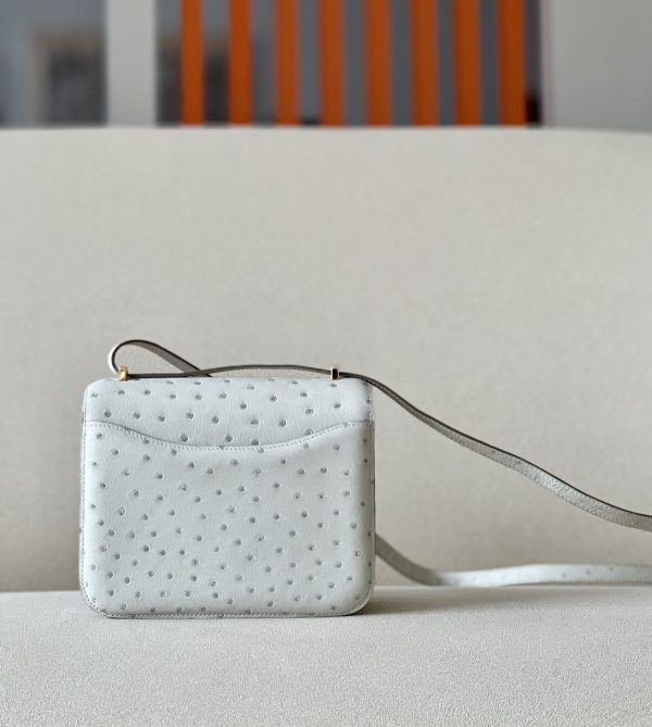Constance 19 Ostrich Gris Perle (80) Gold Hardware - Image 2