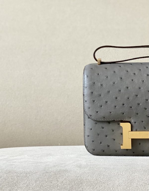 Constance 19 Ostrich Gris Asphalte (M8) Gold Hardware - Image 11