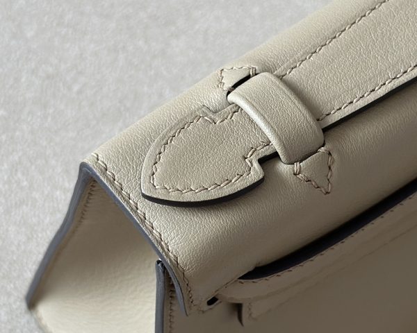 Kelly Pochette Swift Beige Marfa (8Q) Palladium Hardware - Image 9