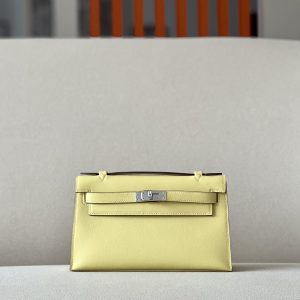 Kelly Pochette Swift Jaune Poussin (1Z) Palladium Hardware