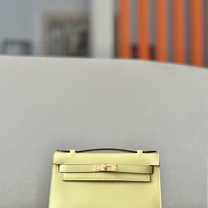 Kelly Pochette Swift Jaune Poussin (1Z) Gold Hardware