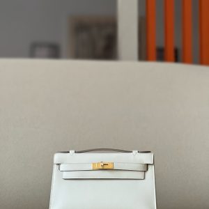 Kelly Pochette Swift Craie (10) Gold Hardware