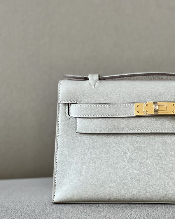 Kelly Pochette Swift Craie (10) Gold Hardware - Image 11