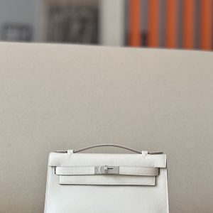 Kelly Pochette Swift Craie (10) Palladium Hardware
