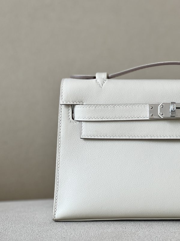 Kelly Pochette Swift Craie (10) Palladium Hardware - Image 11