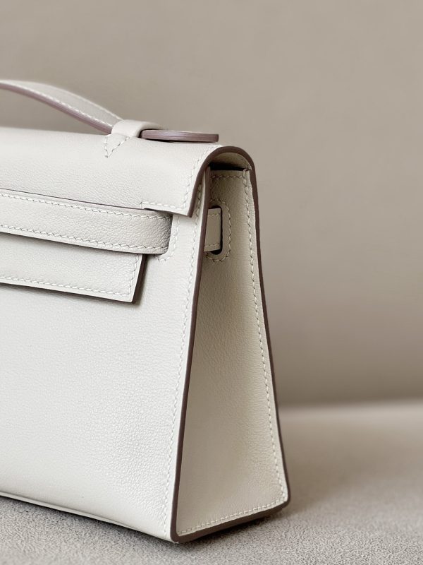 Kelly Pochette Swift Craie (10) Palladium Hardware - Image 5
