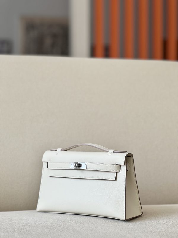 Kelly Pochette Swift Craie (10) Palladium Hardware - Image 3
