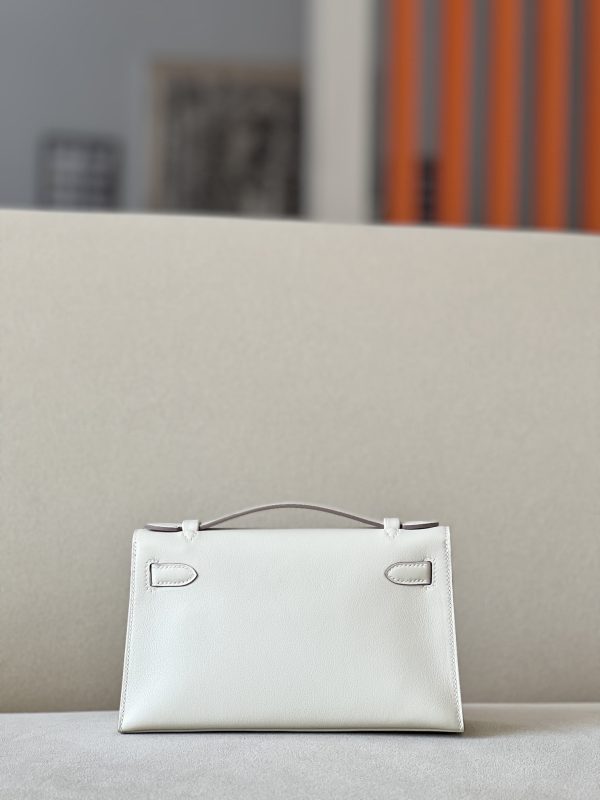 Kelly Pochette Swift Craie (10) Palladium Hardware - Image 2