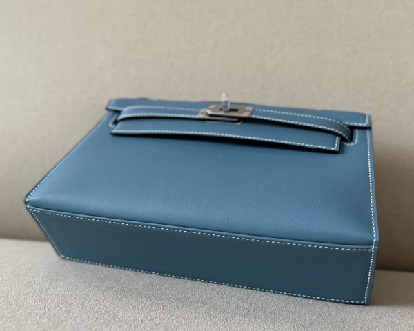 Kelly Pochette Swift New Bleu Jean (D2) Palladium Hardware - Image 6