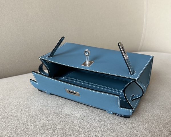 Kelly Pochette Swift New Bleu Jean (D2) Palladium Hardware - Image 4