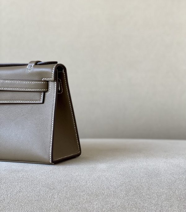 Kelly Pochette Swift Etoupe (18) Palladium Hardware - Image 9