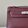 Kelly Pochette Swift Rouge H (55) Palladium Hardware - Image 10