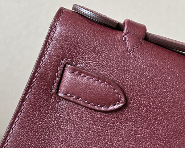 Kelly Pochette Swift Rouge H (55) Palladium Hardware - Image 8