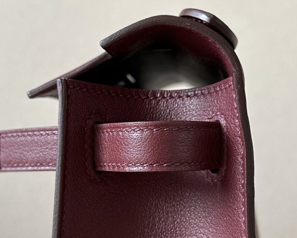 Kelly Pochette Swift Rouge H (55) Palladium Hardware - Image 4