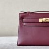 Kelly Pochette Swift Rouge H (55) Gold Hardware - Image 10