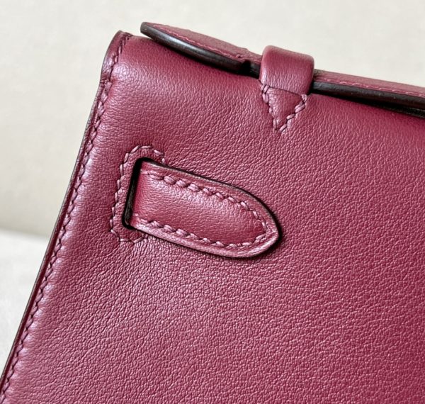 Kelly Pochette Swift Rouge H (55) Gold Hardware - Image 7