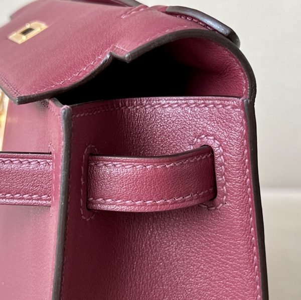 Kelly Pochette Swift Rouge H (55) Gold Hardware - Image 5