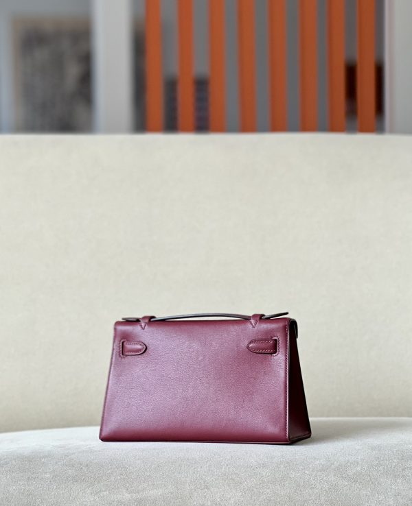 Kelly Pochette Swift Rouge H (55) Gold Hardware - Image 3