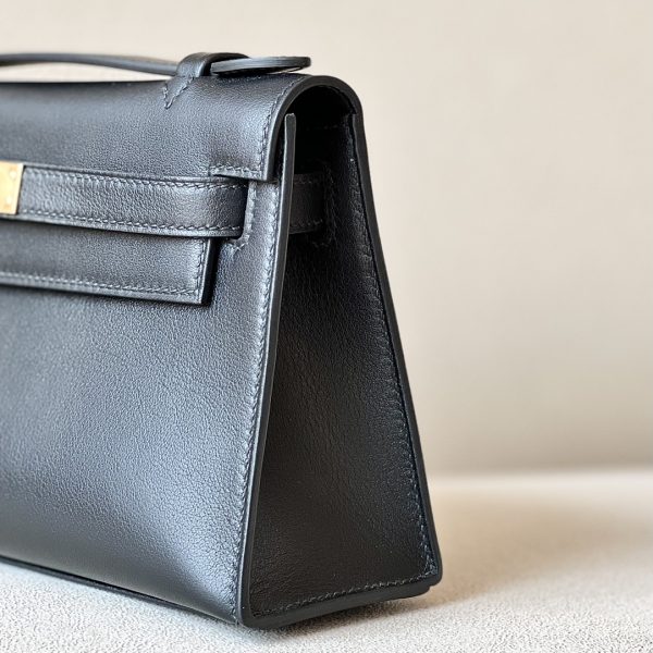 Kelly Pochette Swift Nior (89) Gold Hardware - Image 10