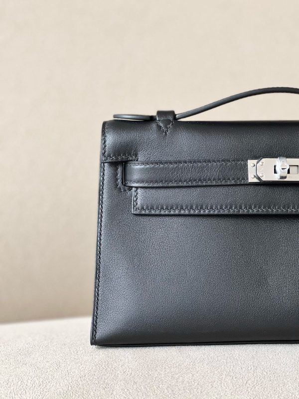 Kelly Pochette Swift Nior (89) Palladium Hardware - Image 9