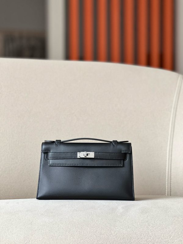 Kelly Pochette Swift Nior (89) Palladium Hardware