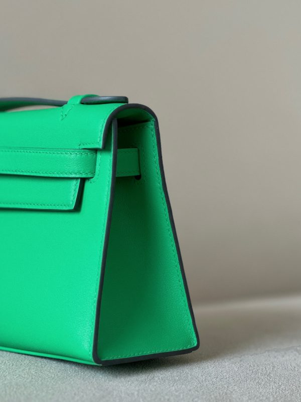 Kelly Pochette Swift Vert Comics (0Z) Palladium Hardware - Image 10