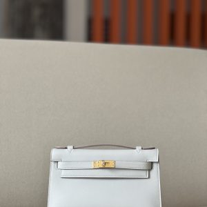 Kelly Pochette Swift Gris Perle (80) Palladium Hardware