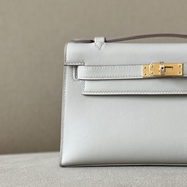 Kelly Pochette Swift Gris Perle (80) Palladium Hardware - Image 11