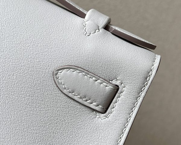 Kelly Pochette Swift Gris Perle (80) Palladium Hardware - Image 7