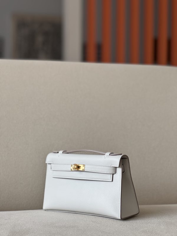 Kelly Pochette Swift Gris Perle (80) Palladium Hardware - Image 3