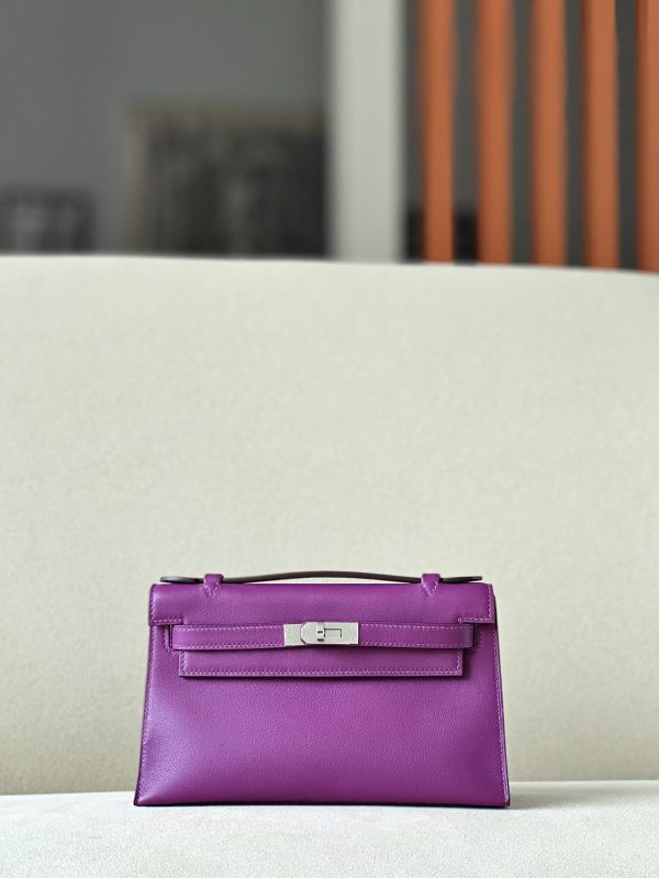 Kelly Pochette Swift Anemone (P9) Palladium Hardware