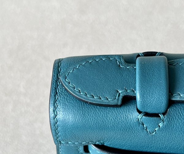 Kelly Pochette Swift Vert Bosphore (W0) Palladium Hardware - Image 9