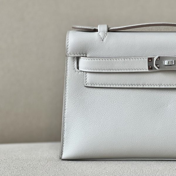 Kelly Pochette Swift Gris Perle (80) Palladium Hardware - Image 9