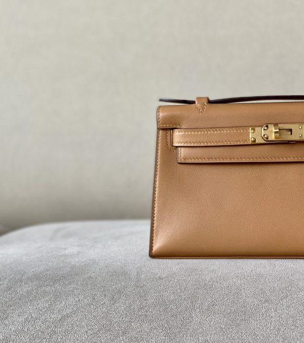 Kelly Pochette Swift Chai (0M) Gold Hardware - Image 4