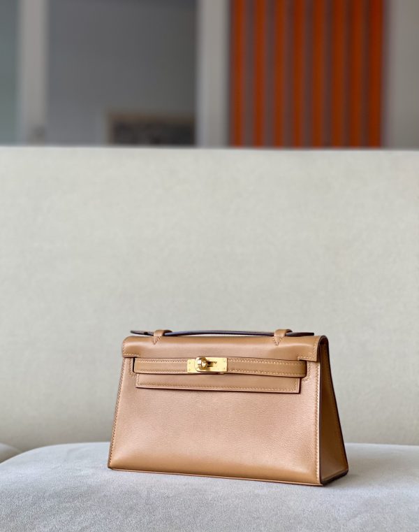 Kelly Pochette Swift Chai (0M) Gold Hardware - Image 2