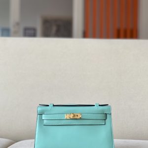 Kelly Pochette Swift Blue Atoll (3P) Gold Hardware