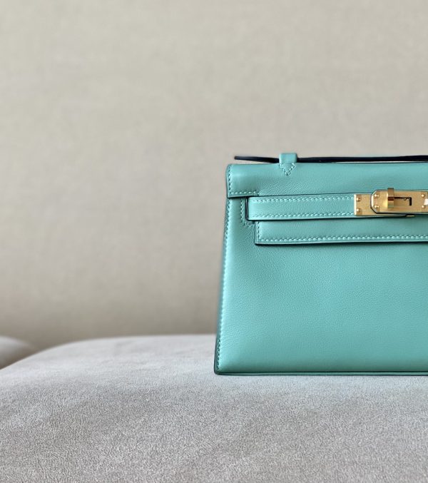 Kelly Pochette Swift Blue Atoll (3P) Gold Hardware - Image 10