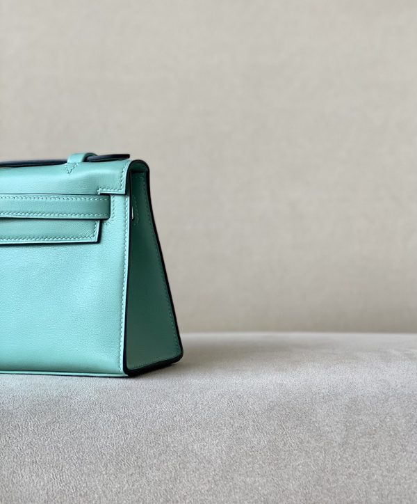 Kelly Pochette Swift Blue Atoll (3P) Gold Hardware - Image 9