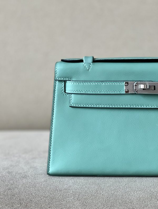 Kelly Pochette Swift Blue Atoll (3P) Gold Hardware - Image 9