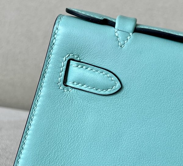 Kelly Pochette Swift Blue Atoll (3P) Gold Hardware - Image 6