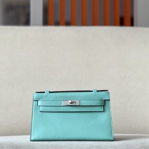 Kelly Pochette Swift Blue Atoll (3P) Gold Hardware