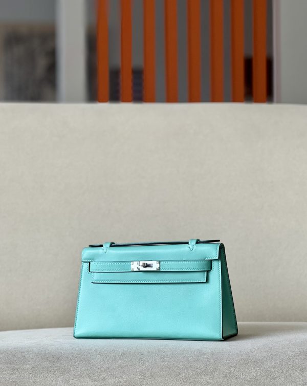 Kelly Pochette Swift Blue Atoll (3P) Gold Hardware - Image 2