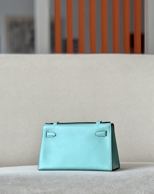 Kelly Pochette Swift Blue Atoll (3P) Gold Hardware - Image 3