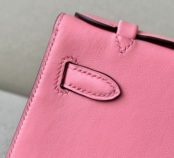 Kelly Pochette Swift Rose Lipstick  (U5) Gold Hardware - Image 7
