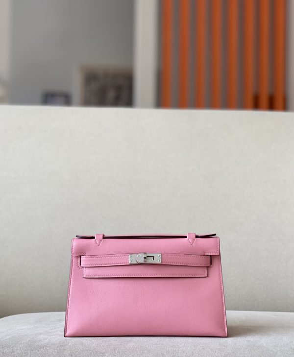 Kelly Pochette Swift Pink  (5P) Palladium Hardware