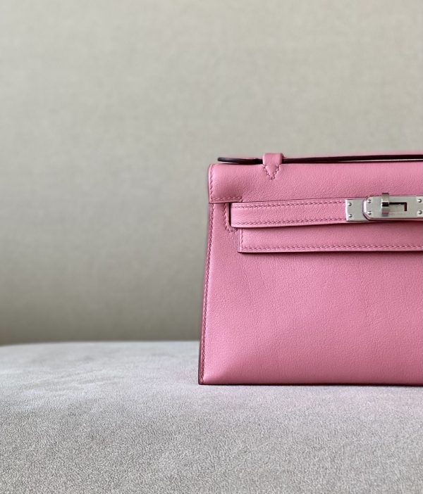 Kelly Pochette Swift Pink  (5P) Palladium Hardware - Image 10