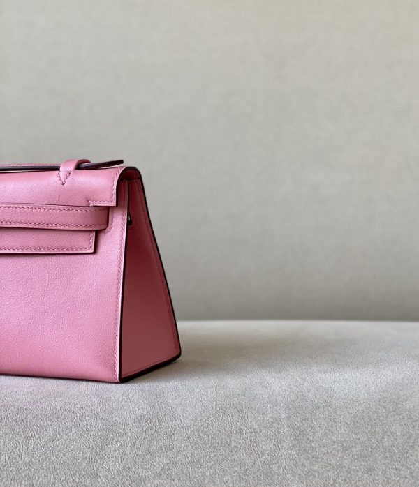Kelly Pochette Swift Pink  (5P) Palladium Hardware - Image 9