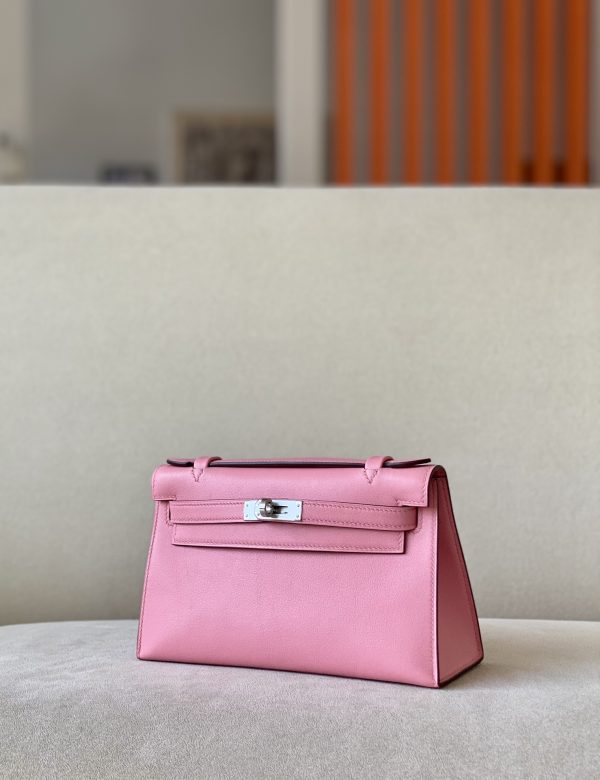 Kelly Pochette Swift Pink  (5P) Palladium Hardware - Image 3